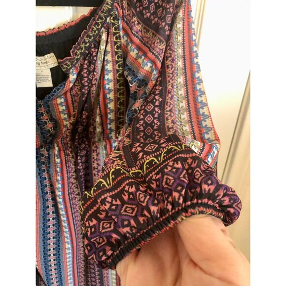Flying Tomato Off Shoulder Tribal Boho Print Mini Dress Multicolor - Size Small - Picture 5 of 8